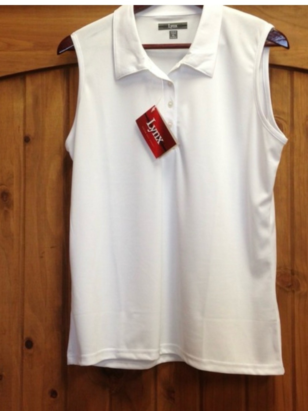 Lynx Sleeveless Polo Tank - White Performance Top